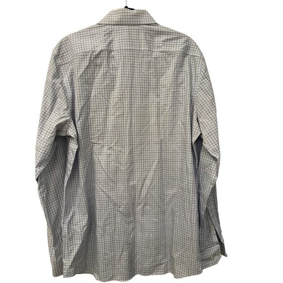 Banana Republic Men's Button Down Grant Shirt Medium White and Blue Windowpane - Picture 2 of 7